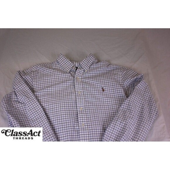 Polo Ralph Lauren Mens White Checked Cotton Long Sleeve Flesh Pony Sz XL - Picture 2 of 8